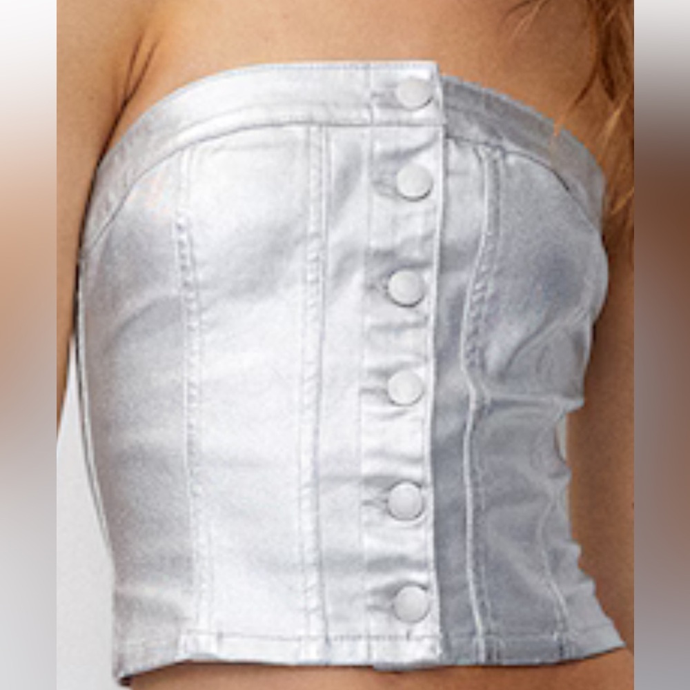 Silver Metallic Tube Top
